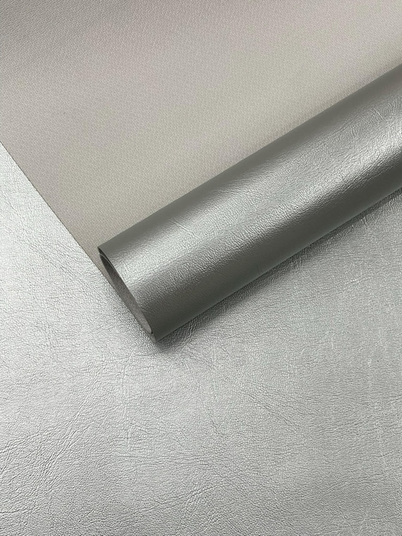 Metallic Silver Marine Vinyl Fabric Sold by The Yard/Vinyl Fabric Faux Leather Pleather Upholstery 54" Wide