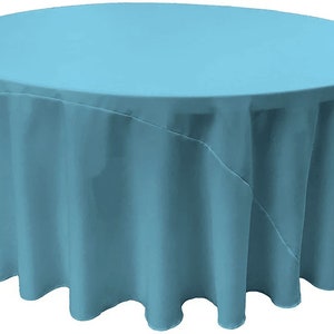 Round Polyester Poplin Tablecloth - Turquoise - Choose Size Below