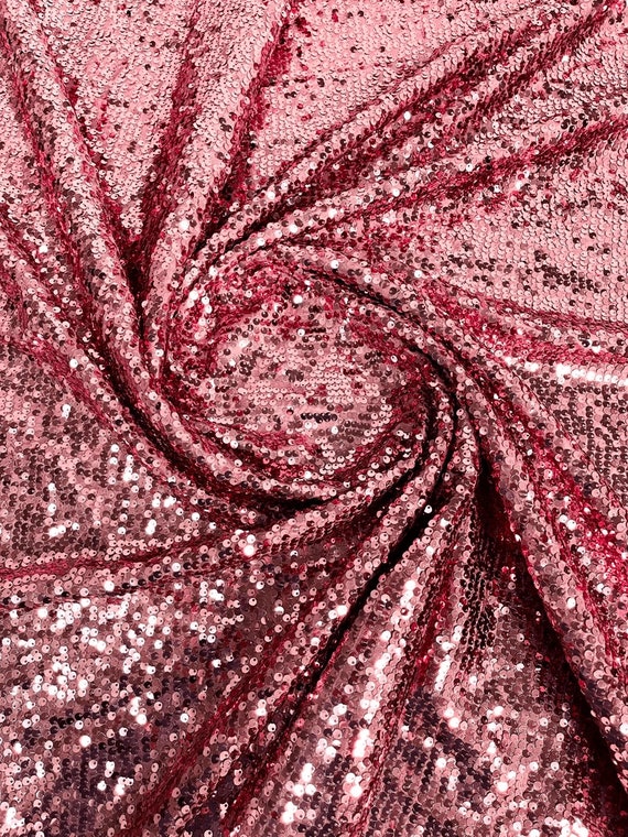 Sequins Taffeta Fabric-Glitz Sequins Taffeta Fabric-Raindrop Sequins-54” Wide-Sold By The Yard Dusty Rose