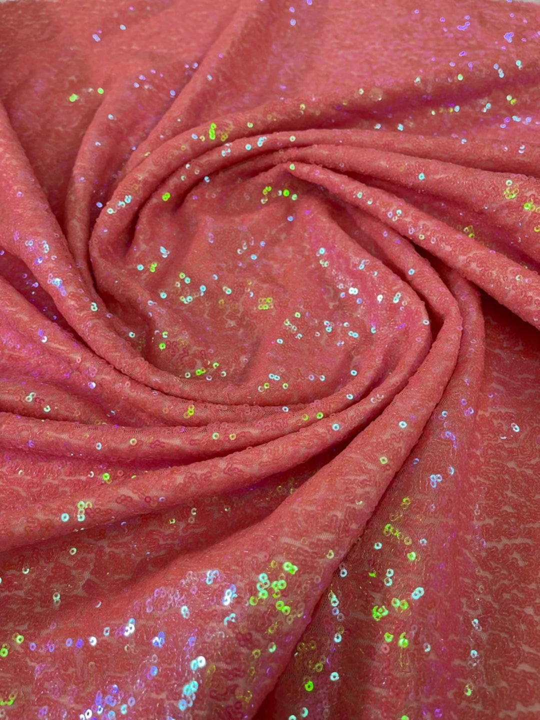 Aqua Iridescent Sequins-Dragon Scales Embroider on a Mesh-Sold by the Yard. main image 0