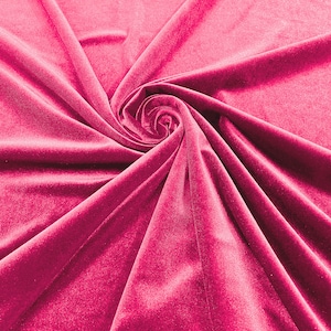 Candy Pink 60&quot; Wide 90% Polyester 10 percent Spandex Stretch Velvet Fabric for Sewing Apparel Costumes Craft, Sold By The Yard.