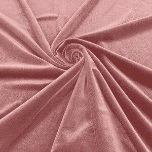 Blush Pink 60&quot; Wide 90% Polyester 10 percent Spandex Stretch Velvet Fabric for Sewing Apparel Costumes Craft, Sold By The Yard.
