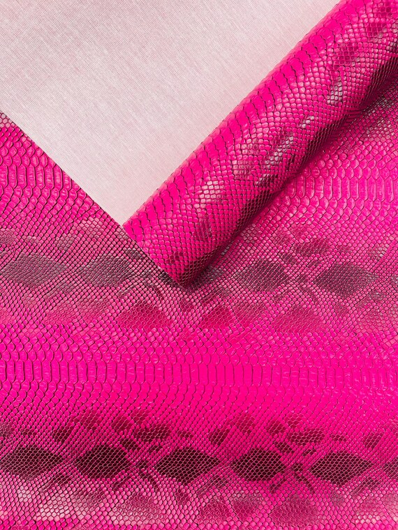 Fuchsia Viper Snake Skin Texture Faux Leather Fabric| 54" Wide| Upholstery| Bags.