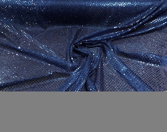 44/45" Wide Faux Sequin Light weight Knit Fabric Shiny Dot Confetti for Sewing Costumes Apparel Crafts Sold by The Yard. Navy Blue