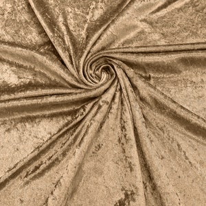 Camel 59/60&quot; Wide Crushed Stretch Panne Velvet Velour Fabric Sold By The Yard.