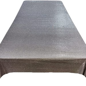 Rectangular Full Covered Glitter Shimmer on Fabric Tablecloth - Wedding Party Decoration Gray