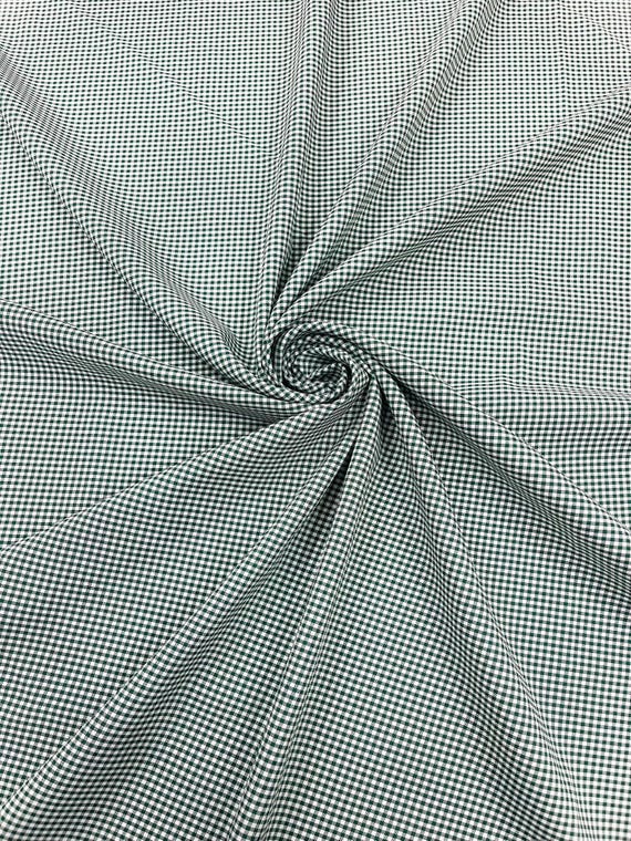 Hunter Green Gingham 1/8” Squares, Poly Cotton Checkered Fabric- Sold by the yard