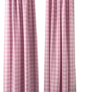 White & Pink Checkered Country Plaid Gingham Checkered Backdrop Drapes Curtains Panels, 1 Pair.