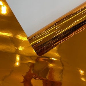 Orange Chrome Mirror Reflective Vinyl Fabric / Crafting Apparel Upholstery Vinyl Fabric 54&quot; Wide