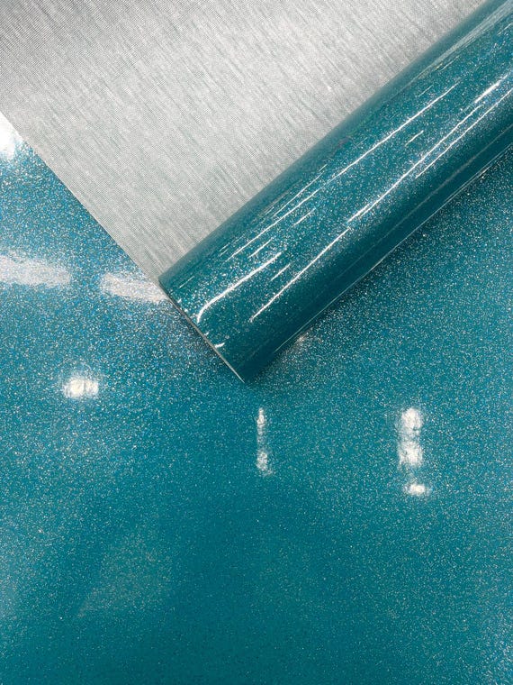 Teal Sparkle Glitter Upholstery Vinyl Fabric / Crafting Apparel Upholstery Vinyl Fabric 54" Wide.