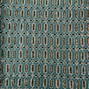 Emerald Silver Multi Color Iridescent  Jewel Sequin Design On a 4 Way Stretch Green Mesh Fabric - Sold By The Yard