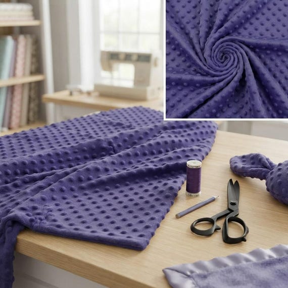 Purple Minky Dot Fabric, 100% Polyester 58" Wide| Stuff | Blankets Sold by the Yard