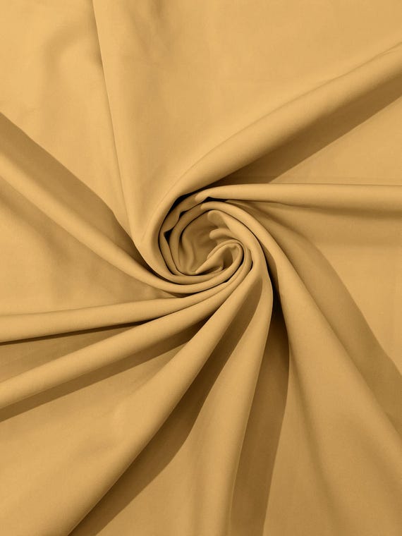 Gold Dull 4 Way Stretch Crepe Fabric/Medium Crepe-Bridal Fabric/Apparel Fabric/Polyester Crepe-Spandex