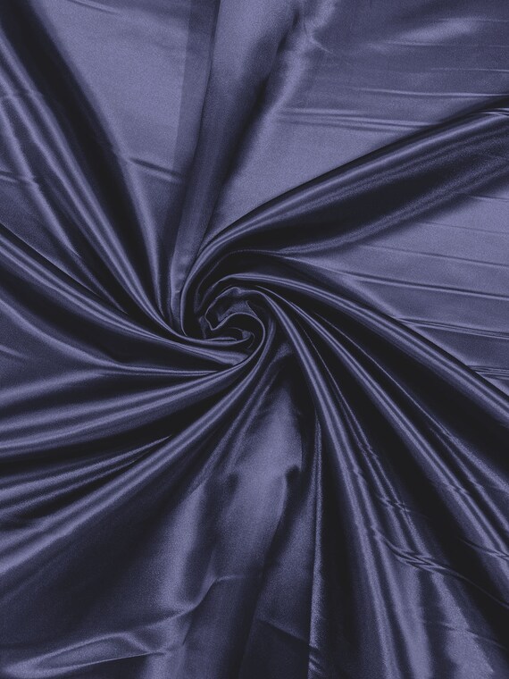 Navy Blue Heavy Shiny Bridal Satin Fabric for Wedding Dress, 60" inches wide sold by The Yard. Modern Color