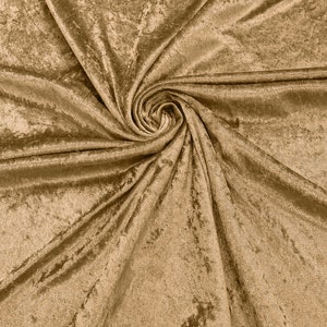 Light Gold 59/60&quot; Wide Crushed Stretch Panne Velvet Velour Fabric Sold By The Yard.