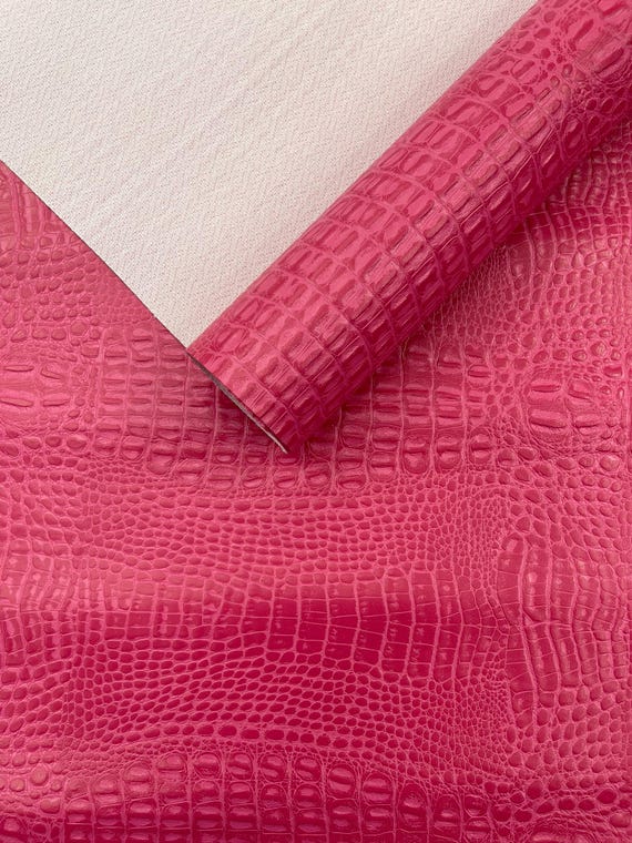 Fuchsia Crocodile Marine Vinyl 2 tone Upholstery, Crocodile Skin Texture Faux Leather PVC Vinyl, 54" Wide.