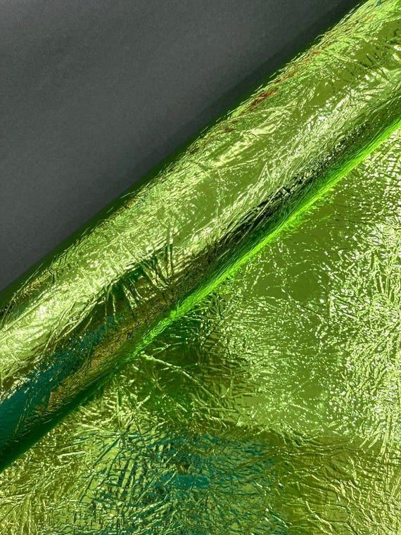 Light Green Crush Chrome Mirror Shiny Vinyl 54" Wide, Upholstery Crafting Accessories Applications.