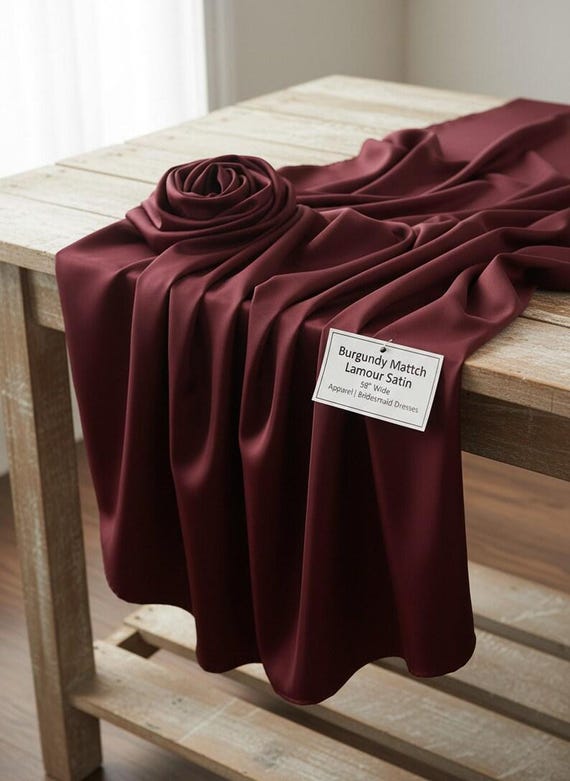 Burgundy  Satin Matte Stretch Lamour Fabric, 58" Wide for Apparel.