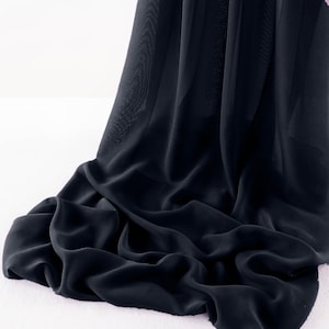 Dark Navy Blue Chelsea Wool Dobby Chiffon Fabric/58&quot; Wide Sheer Fabric/Solid Color Draping Fabric for Wedding Party Easter Backdrop.