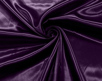 Black Satin Charmeuse Polyester Fabric - 46-60 Wide, Silky Shiny, Dressmaking Sewing By Yard