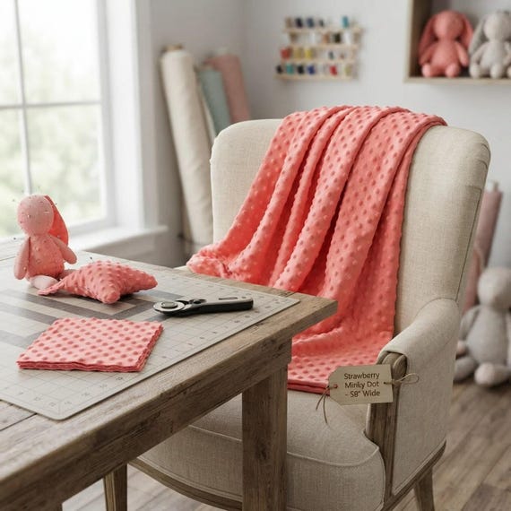 Strawberry Minky Dot Fabric,58" Wide| Stuff | Blankets Sold by the Yard