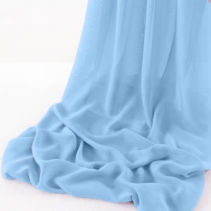 Light Blue 5Yards Chelsea Wool Dobby Chiffon Fabric/58&quot; Wide Sheer Fabric/Solid Color Draping Fabric for Wedding Party Easter Backdrop.