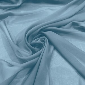 Sky Blue 100% Polyester 58/60" Wide Soft Light Weight, Sheer, See Through Chiffon Fabric Sold By The Yard.