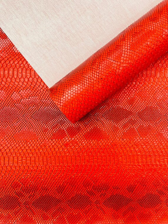 Red Viper Snake Skin Texture Faux Leather Fabric| 54" Wide| Upholstery| Bags.
