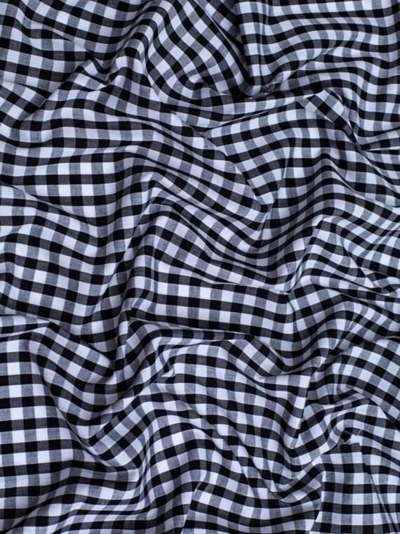 Black Gingham 1/4" Checkered Poly Cotton 58" Wide Fabric- Sold by the yard