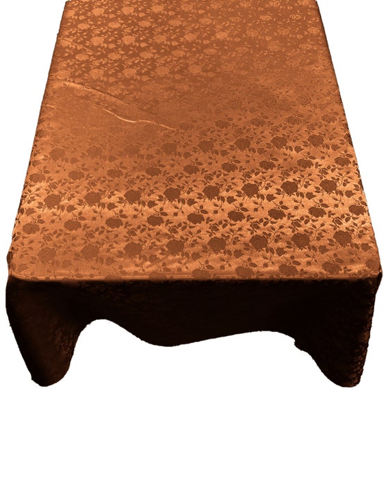 Cinnamon Roses Jacquard Satin Rectangular Tablecloth Seamless/Party Supply