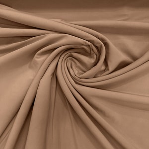 Taupe ITY Fabric Polyester Knit Jersey 2 Way Stretch Spandex Sold By The Yard