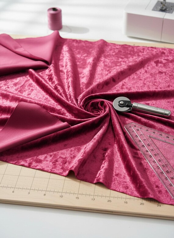 Hot Pink Crushed Velvet Fabric, 58 Inches Wide for Costumes and Apparel