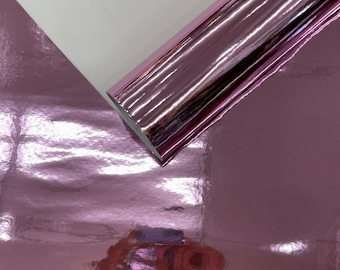 Tessuto in vinile riflettente cromato rosa antico / Tessuto in vinile per tappezzeria e abbigliamento artigianale, larghezza 54"