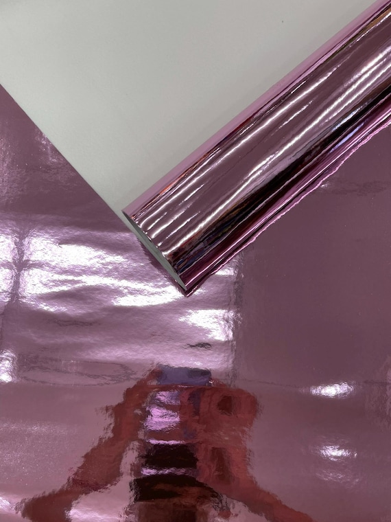 Dusty Pink Chrome Mirror Reflective Vinyl Fabric / Crafting Apparel Upholstery Vinyl Fabric 54" Wide
