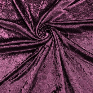 Plum 59/60&quot; Wide Crushed Stretch Panne Velvet Velour Fabric Sold By The Yard.