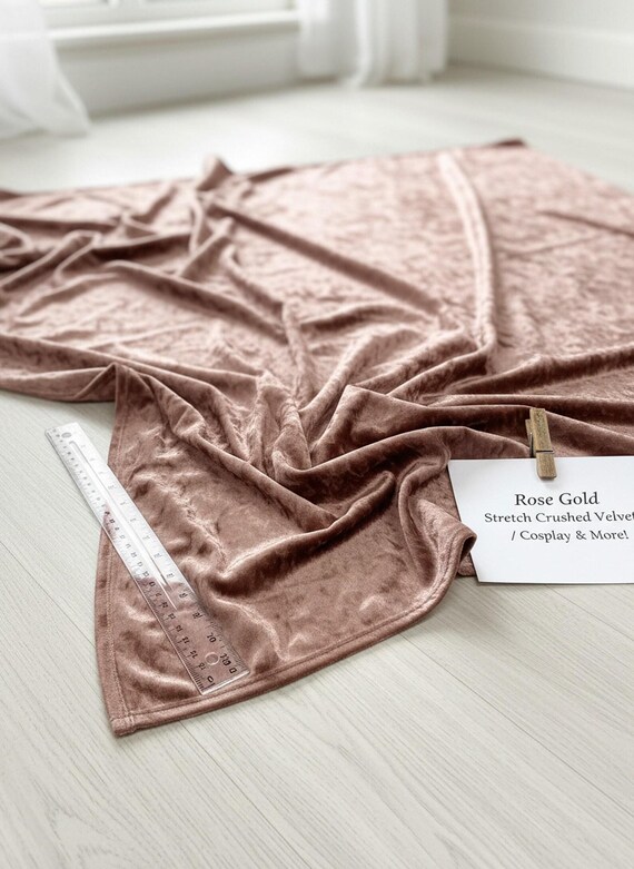 Rose Gold Crushed Velvet Fabric, 58 Inches Wide for Costumes and Apparel