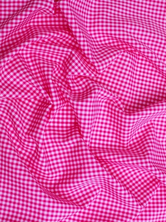 Fuchsia Gingham 1/8" Checkered Poly Cotton 58" Wide Fabric- Sold by the yard