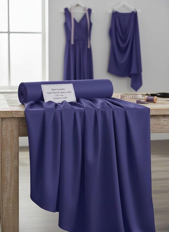 Dark Lavender Satin Matte Stretch Lamour Fabric, 58" Wide for Apparel.