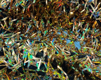 Iridescent sequin Swords Design on black mesh, Burning Man Costume Craft Fabric By The Yard. Gold