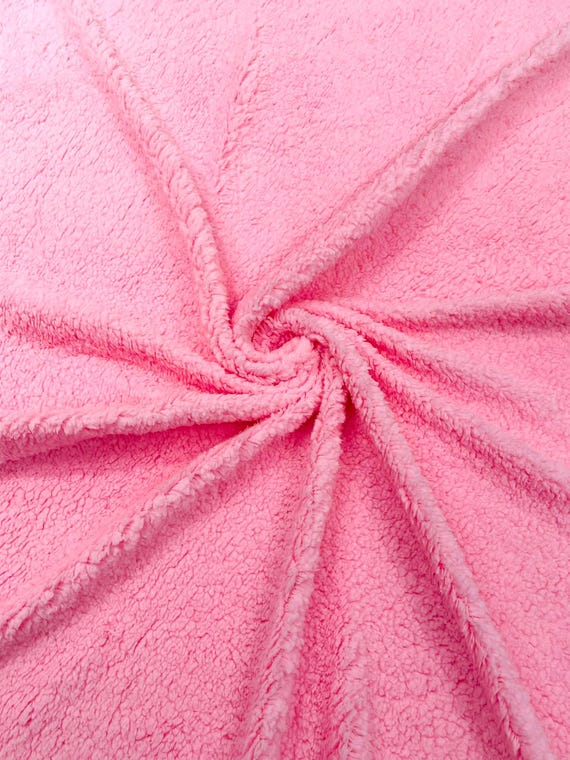 Pink Cuddle Minky Sherpa Fleece, lamb Wool Design Fabric. Sold By The Yard