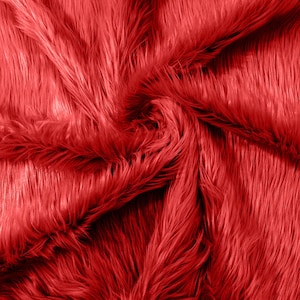 Dark Red Long Pile Soft Faux Fur Fabric for Fur suit, Cosplay Costume, Photo Prop, Trim, Throw Pillow, Crafts.