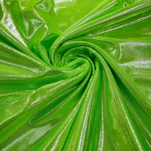 Neon Green-Silver Foggy Foil All Over Foil Metallic Nylon Spandex 4 Way Stretch/58 Inches Wide/Coastplay/