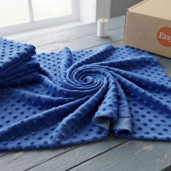Royal Blue Minky Dot Fabric, 100% Polyester 58" Wide| Stuff | Blankets Sold by the Yard