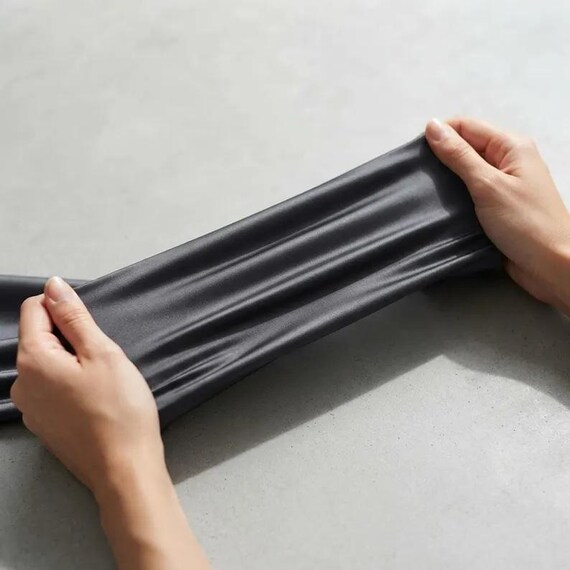 Charcoal  Stretch Satin Fabric, Heavy Shiny Polyester Spandex, 58-Inch Wide Prom Material