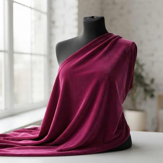Magenta Stretch Velvet Fabric, 58" Wide, Apparel Sewing, Sold By The Yard