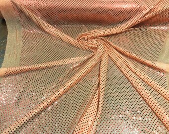 44/45" Wide Faux Sequin Light weight Knit Fabric Shiny Dot Confetti for Sewing Costumes Apparel Crafts Sold by The Yard. Orange
