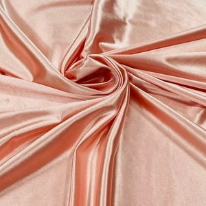 Deluxe Shiny Polyester Spandex Fabric Stretch 58&quot; Wide Sold by The Yard. Blush Pink