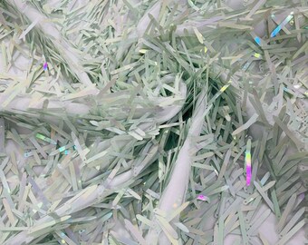Mint Green Iridescent  Sword Sequins Fabric/Big Sequins Fabric On White Mesh/54 Inches Wide.