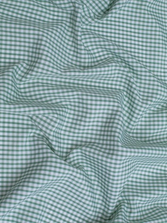 Sage Green Gingham 1/8" Checkered Poly Cotton 58" Wide Fabric- Sold by the yard