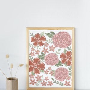 pink floral art print / digital download